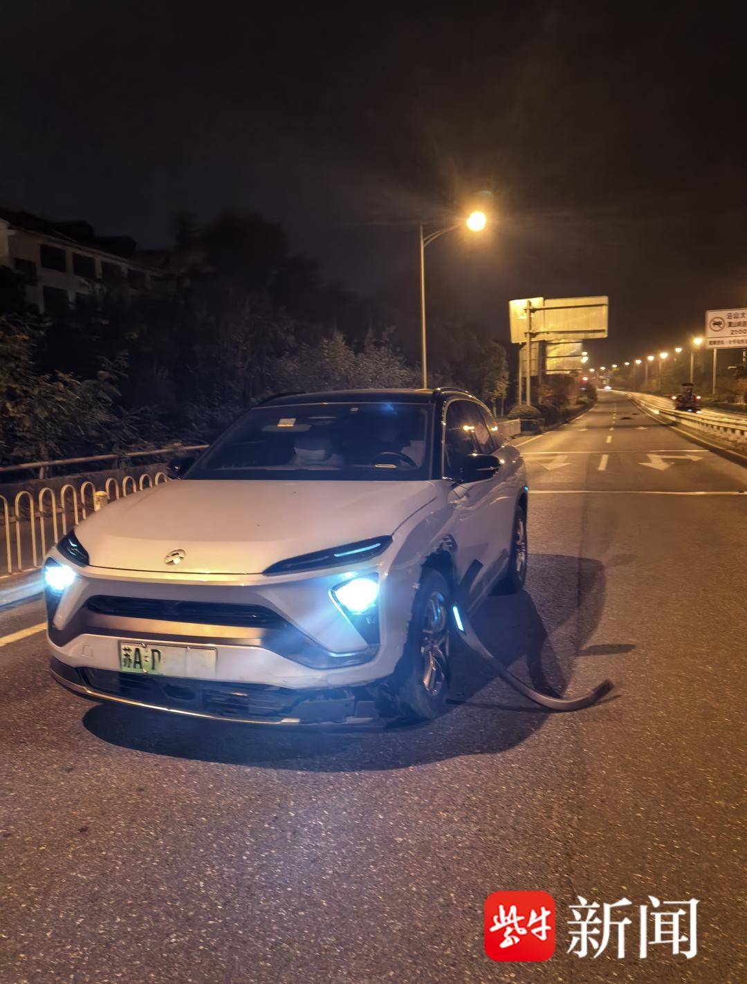 南京一市民晚上开车撞到野猪,而且撞了两头!