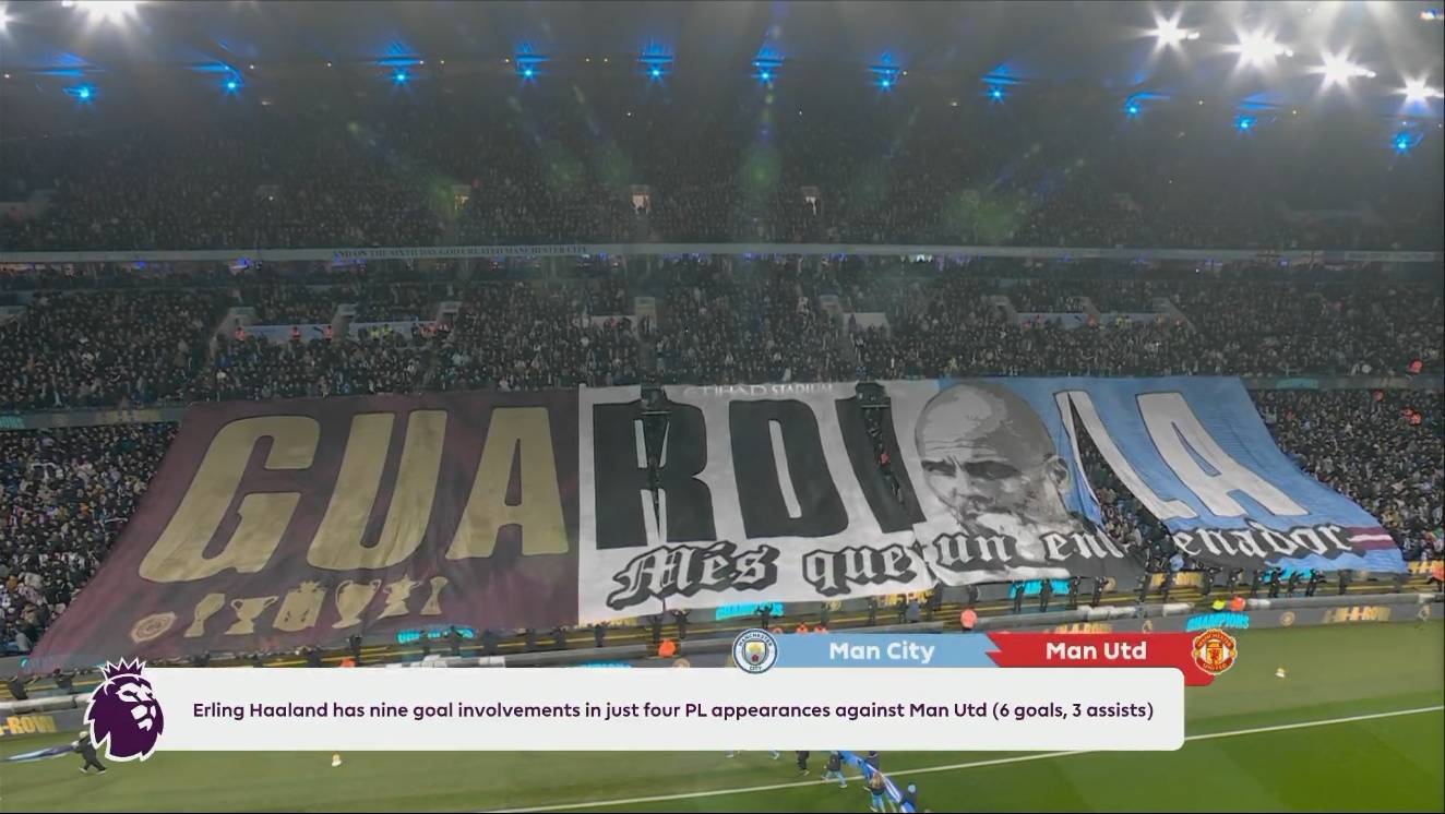 力挺!曼城球迷拉TIFO致敬瓜帅:你不止是一位教练