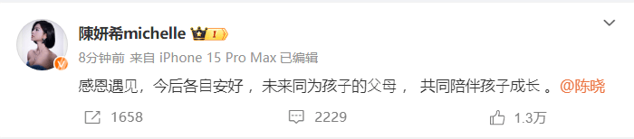 陈晓陈妍希官宣离婚:今后各自安好