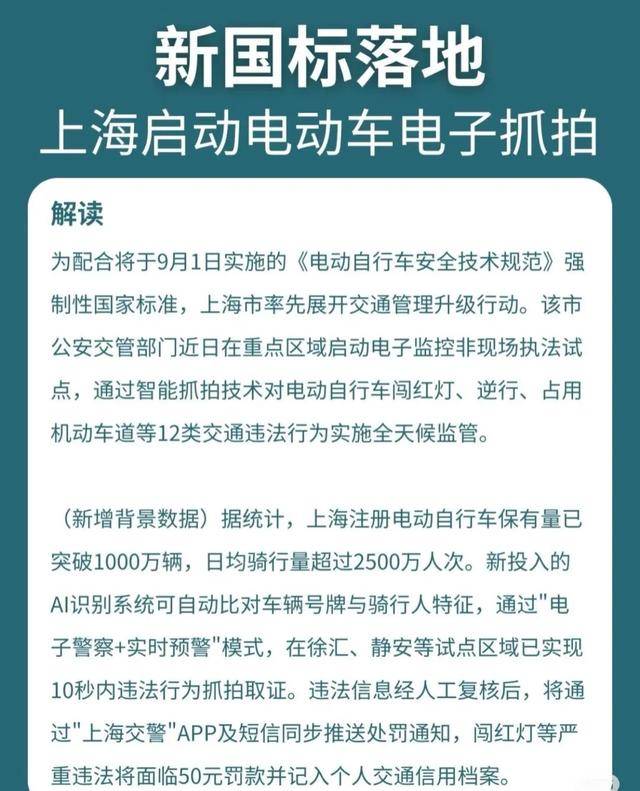 确认了:上海已启用抓拍!严查电动自行车超速,多人被罚!新国标即将实施:设计时速不超过25公里